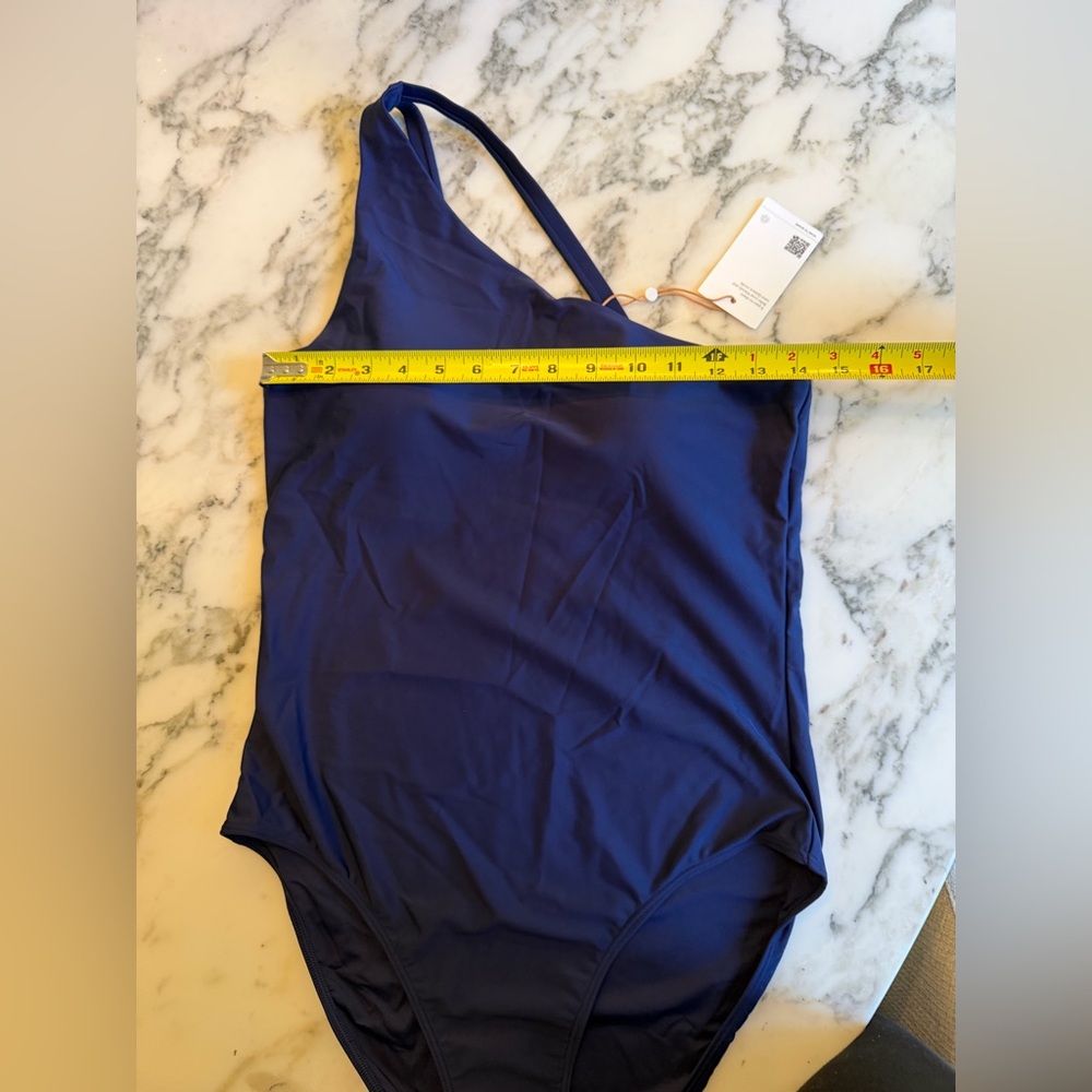 NWT Quince One-Shoulder Swimsuit in Navy Blue Sz XL - Picture 12 of 13